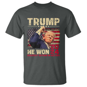 Trump Won 2024 T Shirt He Won Greatest Return In History The 47th US President TS11 Dark Heather Print Your Wear