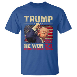 Trump Won 2024 T Shirt He Won Greatest Return In History The 47th US President TS11 Royal Blue Print Your Wear