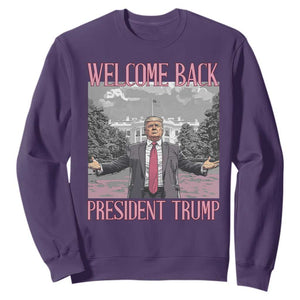 Funny Welcome Back President Trump Sweatshirt White House President Trump 45 47 TS11 Purple Print Your Wear