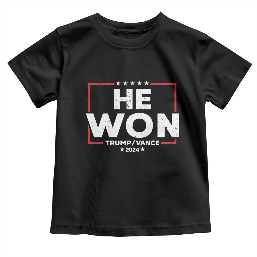 Trump He Won 2024 Baby Shirt The 47th US President Trump Vance TS11 Black Print Your Wear