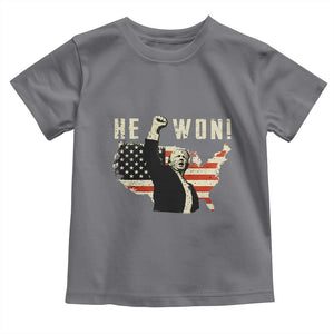 Trump He Won 2024 Baby Shirt The 47th US President Vintage American Flag TS11 Charcoal Print Your Wear