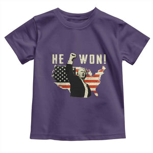 Trump He Won 2024 Baby Shirt The 47th US President Vintage American Flag TS11 Purple Print Your Wear