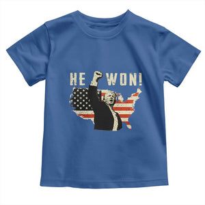 Trump He Won 2024 Baby Shirt The 47th US President Vintage American Flag TS11 Royal Blue Print Your Wear