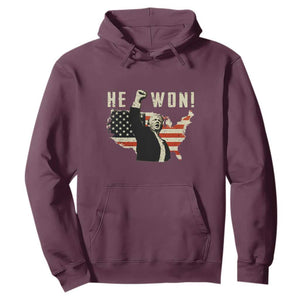 Trump He Won 2024 Hoodie The 47th US President Vintage American Flag TS11 Maroon Print Your Wear