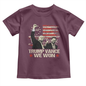 Trump Vance We Won 2024 Baby Shirt The 47th US President Betsy American Flag TS11 Maroon Print Your Wear