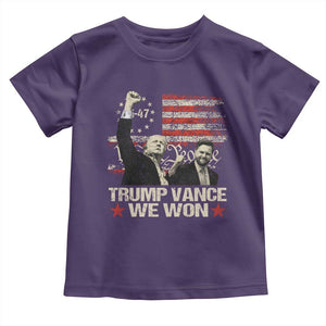 Trump Vance We Won 2024 Baby Shirt The 47th US President Betsy American Flag TS11 Purple Print Your Wear