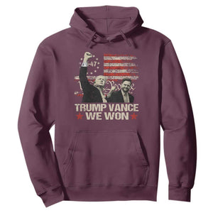 Trump Vance We Won 2024 Hoodie The 47th US President Betsy American Flag TS11 Maroon Print Your Wear