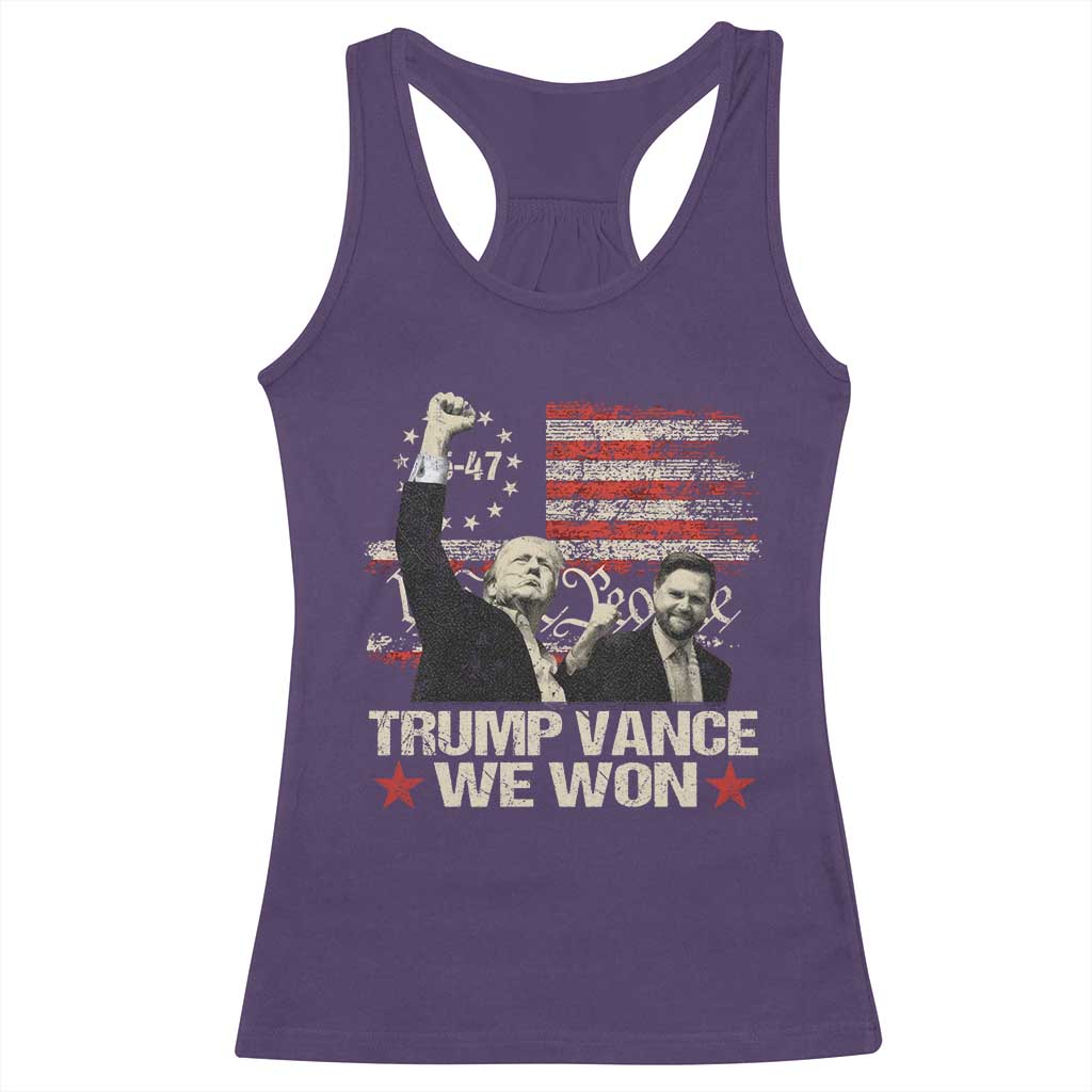 Trump Vance We Won 2024 Racerback Tank Top The 47th US President Betsy American Flag TS11 Purple Print Your Wear