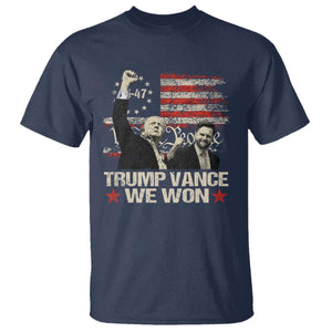 Trump Vance We Won 2024 T Shirt The 47th US President Betsy American Flag TS11 Navy Print Your Wear