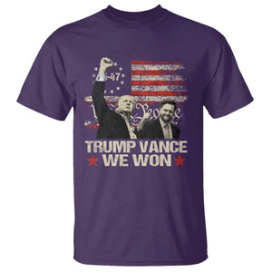 Trump Vance We Won 2024 T Shirt The 47th US President Betsy American Flag TS11 Purple Print Your Wear
