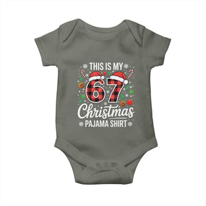 This Is My 67 Christmas Pajama Baby Onesie Six Seven Meme Xmas TS11 Military Green Print Your Wear