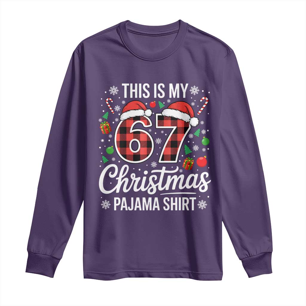 This Is My 67 Christmas Pajama Long Sleeve Shirt Six Seven Meme Xmas TS11 Purple Print Your Wear