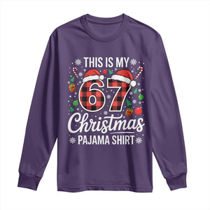 This Is My 67 Christmas Pajama Long Sleeve Shirt Six Seven Meme Xmas TS11 Purple Print Your Wear