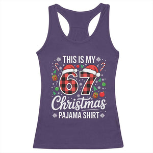 This Is My 67 Christmas Pajama Racerback Tank Top Six Seven Meme Xmas TS11 Purple Print Your Wear