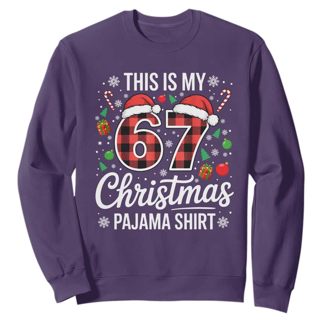 This Is My 67 Christmas Pajama Sweatshirt Six Seven Meme Xmas TS11 Purple Print Your Wear