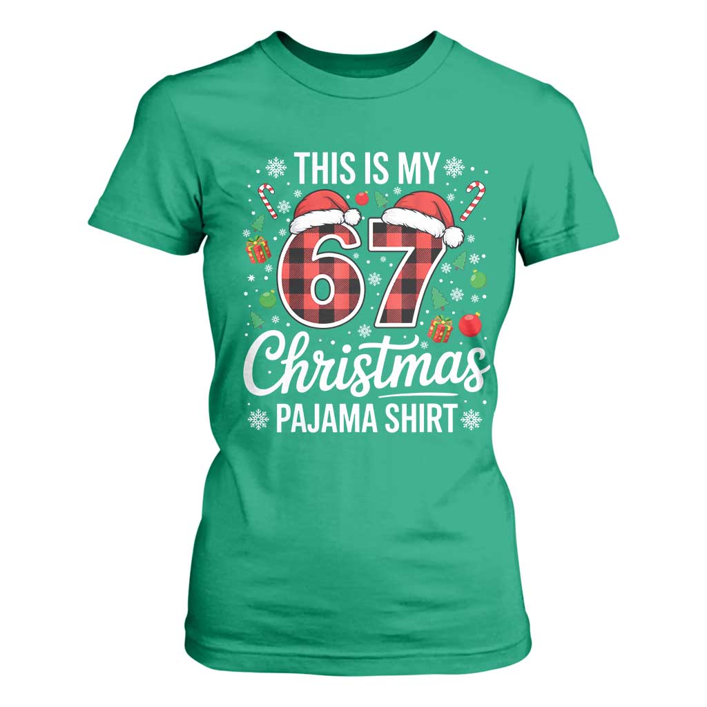 This Is My 67 Christmas Pajama T Shirt For Women Six Seven Meme Xmas TS11 Irish Green Print Your Wear