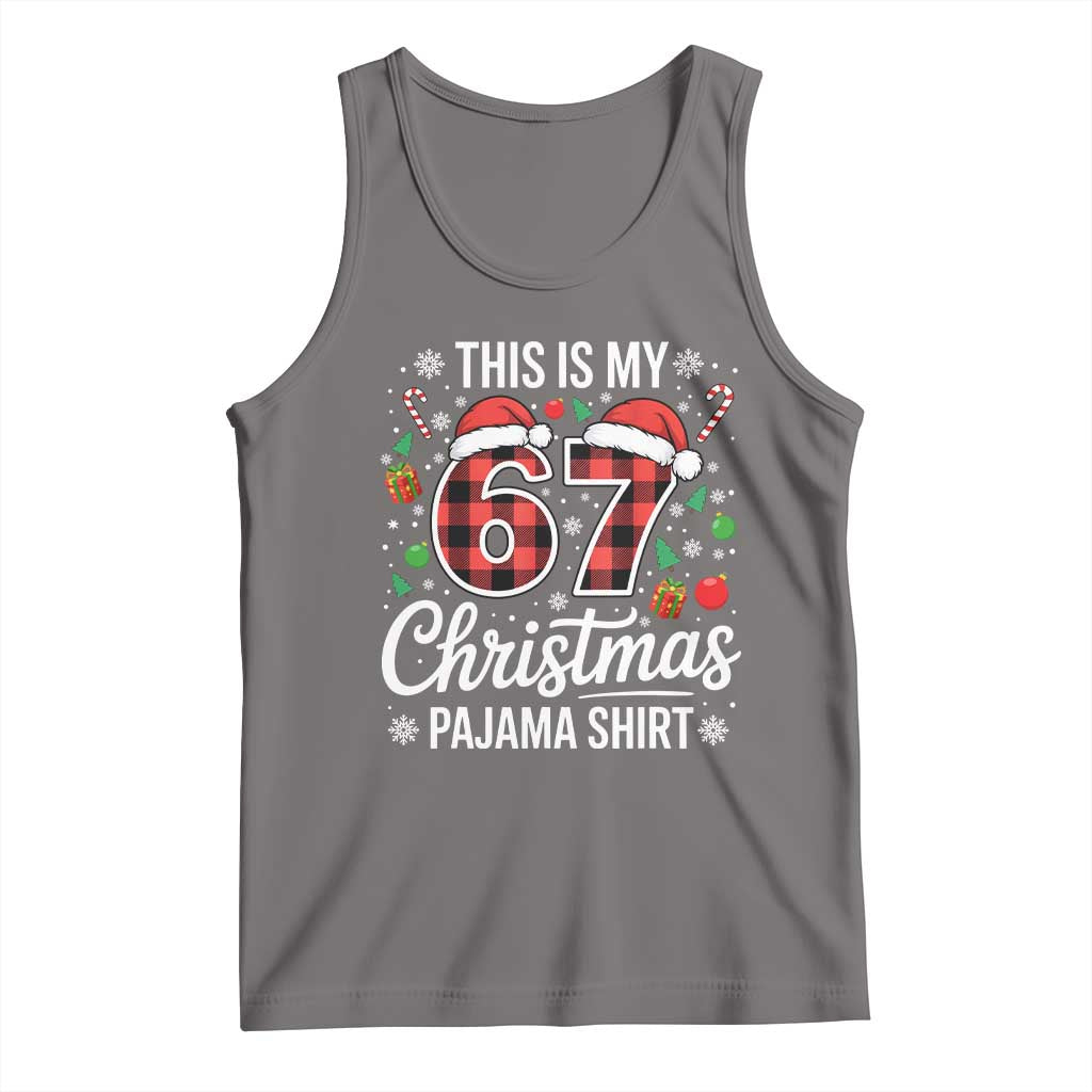 This Is My 67 Christmas Pajama Tank Top Six Seven Meme Xmas TS11 Deep Heather Print Your Wear