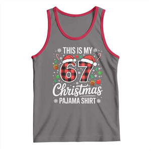 This Is My 67 Christmas Pajama Tank Top Six Seven Meme Xmas TS11 Deep Heather Red Print Your Wear