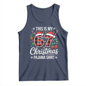 This Is My 67 Christmas Pajama Tank Top Six Seven Meme Xmas TS11 Navy Print Your Wear