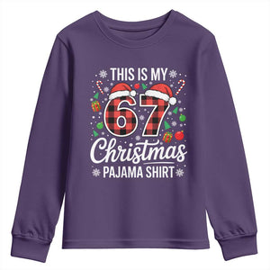 This Is My 67 Christmas Pajama Youth Sweatshirt Six Seven Meme Xmas TS11 Purple Print Your Wear