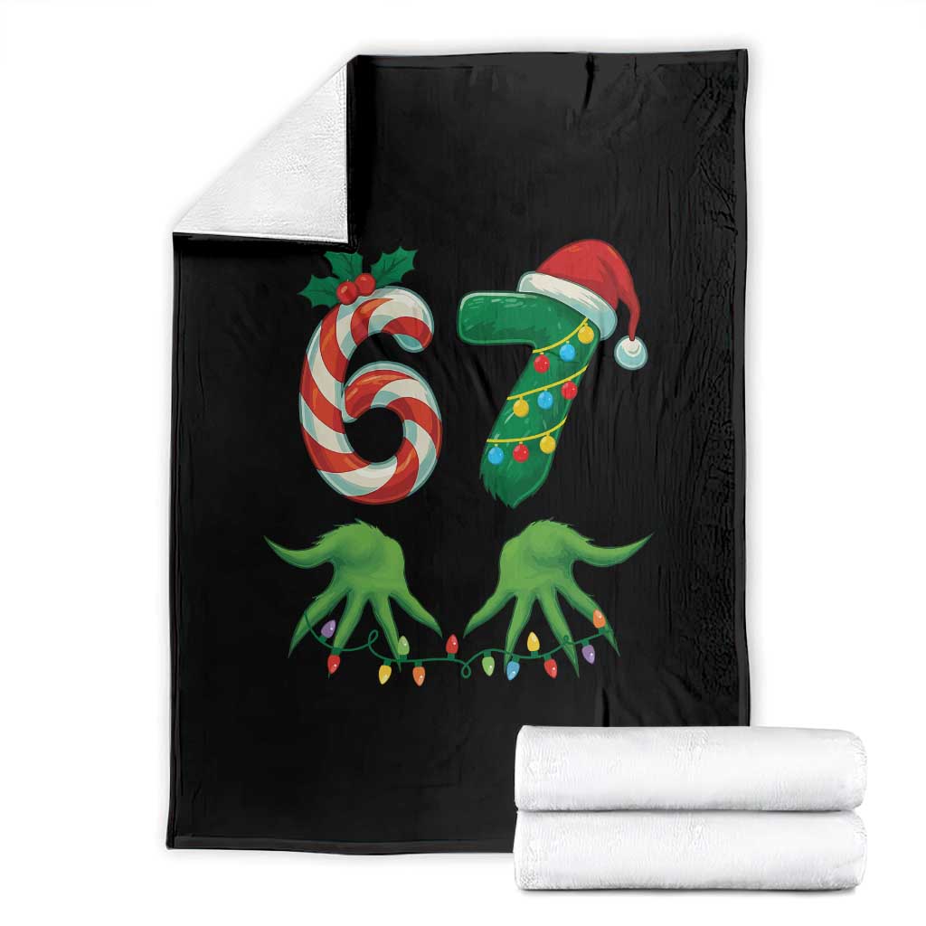 Funny Six Seven Christmas 67 Meme Gen Alpha Slang Elf Hands Throw Blanket TS11 Black Print Your Wear