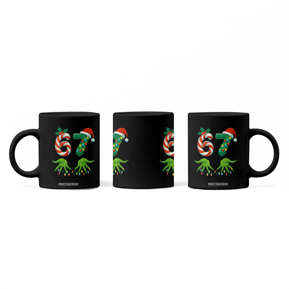 Funny Six Seven Christmas 67 Meme Gen Alpha Slang Elf Hands Coffee Mug TS11 Print Your Wear