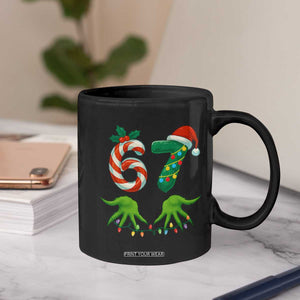 Funny Six Seven Christmas 67 Meme Gen Alpha Slang Elf Hands Coffee Mug TS11 Print Your Wear