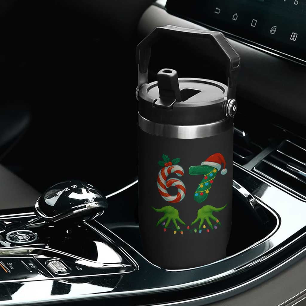 Funny Six Seven Christmas 67 Meme Gen Alpha Slang Elf Hands Flip Straw Tumbler TS11 Print Your Wear
