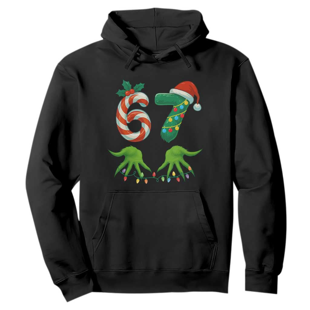 Funny Six Seven Christmas 67 Meme Gen Alpha Slang Elf Hands Hoodie - Print Your Wear