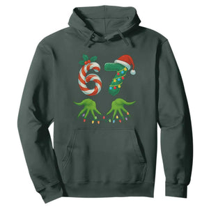 Funny Six Seven Christmas 67 Meme Gen Alpha Slang Elf Hands Hoodie TS11 Dark Forest Green Print Your Wear