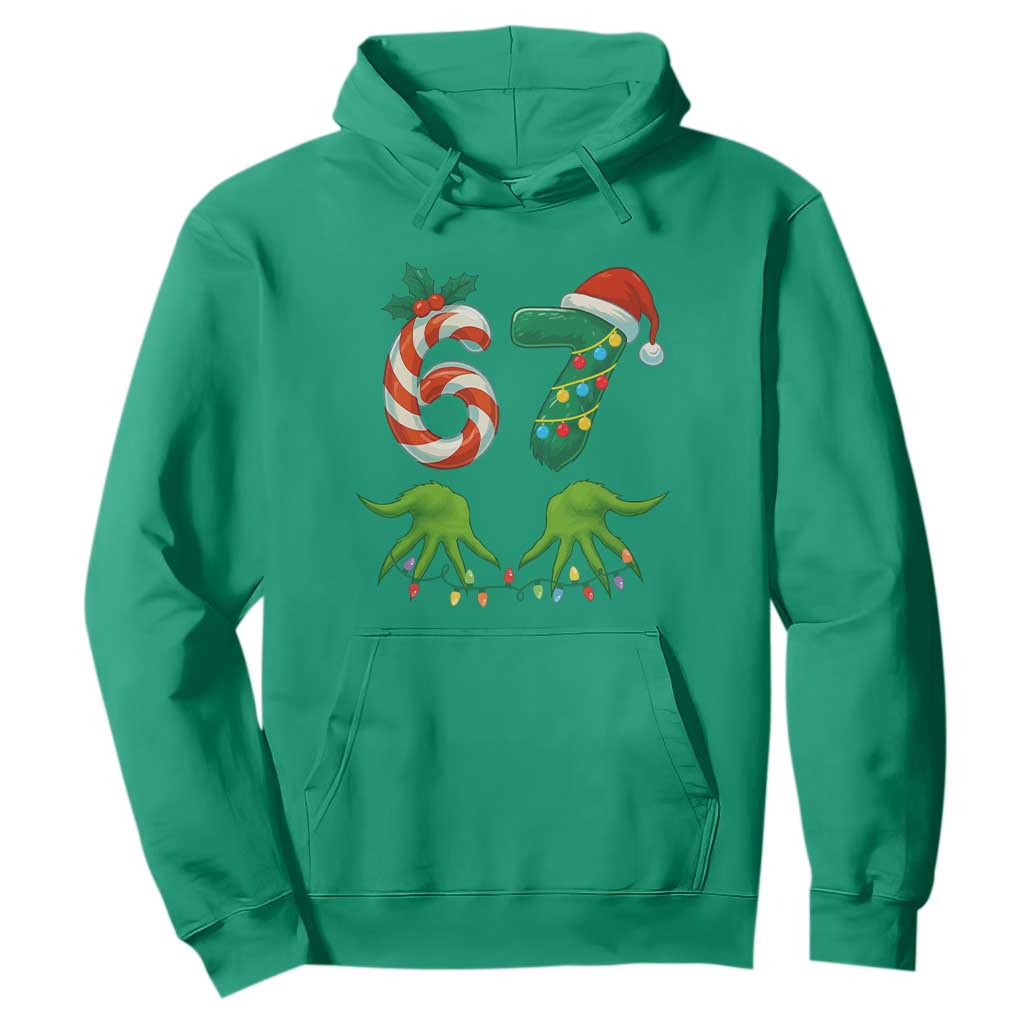 Funny Six Seven Christmas 67 Meme Gen Alpha Slang Elf Hands Hoodie - Print Your Wear