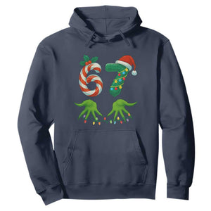 Funny Six Seven Christmas 67 Meme Gen Alpha Slang Elf Hands Hoodie TS11 Navy Print Your Wear