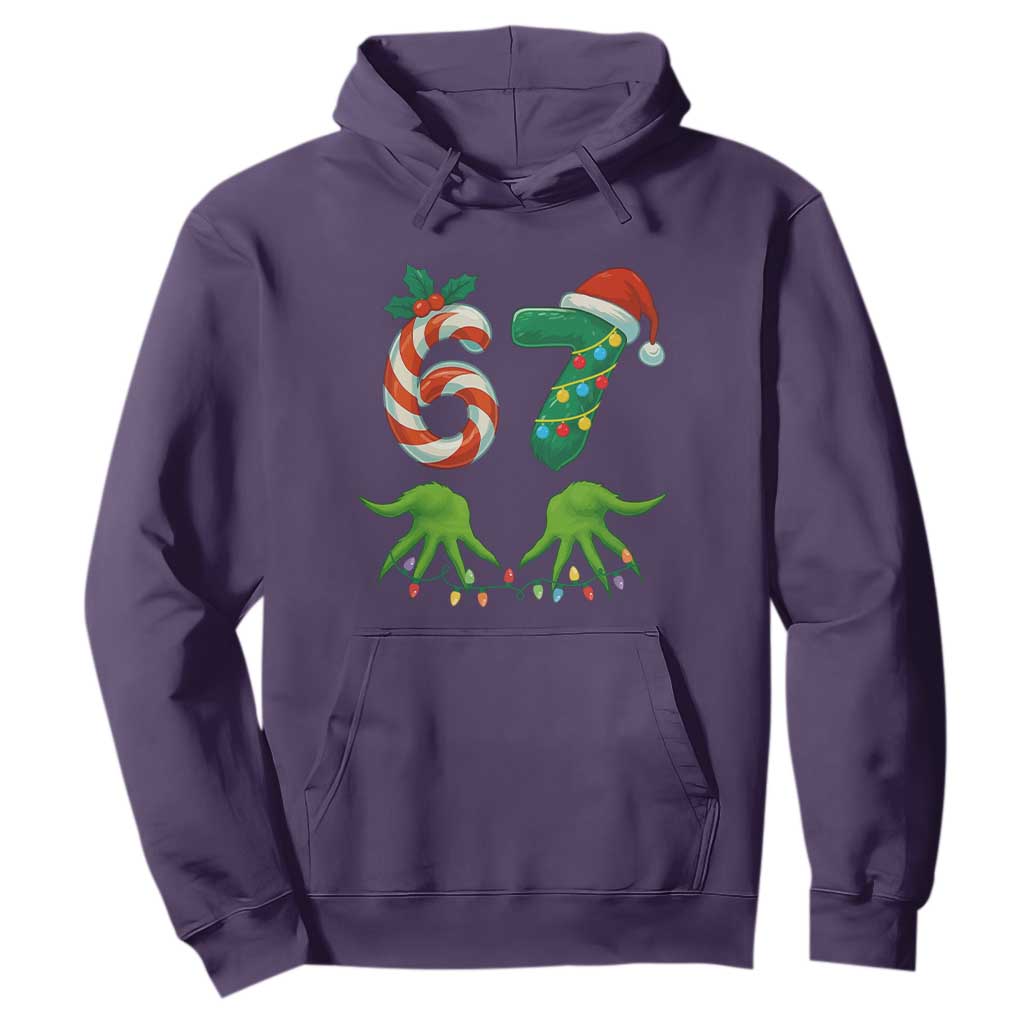 Funny Six Seven Christmas 67 Meme Gen Alpha Slang Elf Hands Hoodie TS11 Purple Print Your Wear