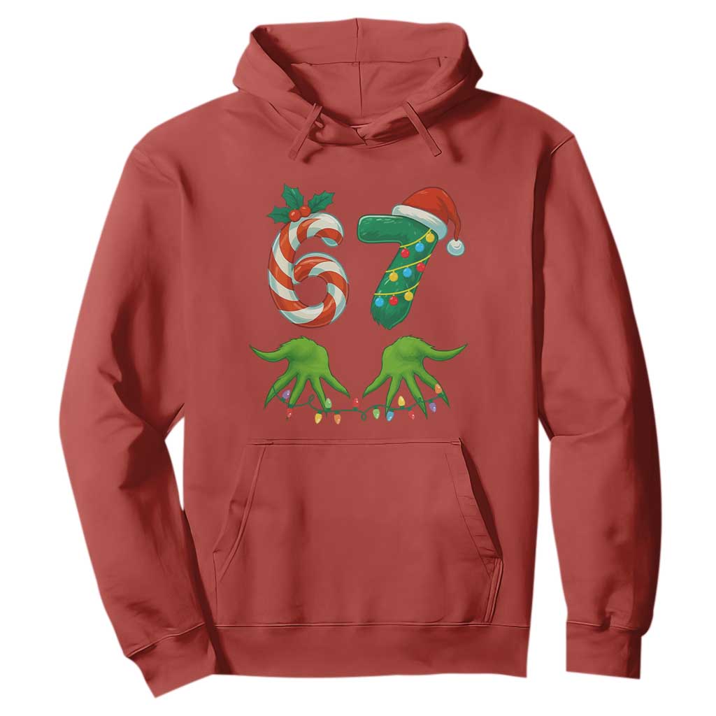 Funny Six Seven Christmas 67 Meme Gen Alpha Slang Elf Hands Hoodie - Print Your Wear