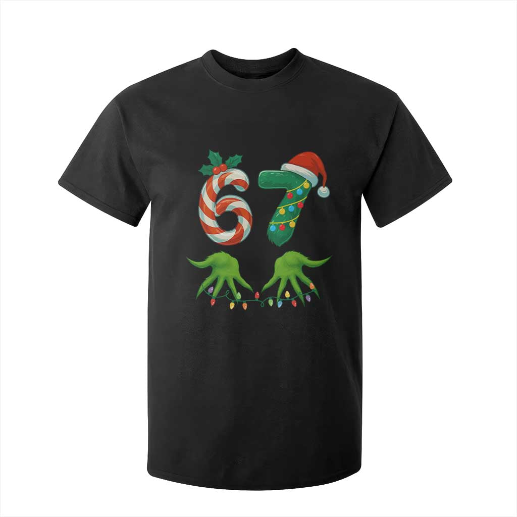 Funny Six Seven Christmas 67 Meme Gen Alpha Slang Elf Hands T Shirt For Kid TS11 Black Print Your Wear