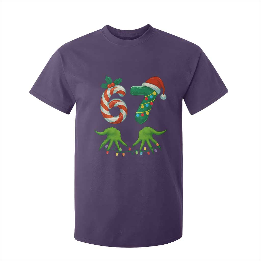 Funny Six Seven Christmas 67 Meme Gen Alpha Slang Elf Hands T Shirt For Kid TS11 Purple Print Your Wear