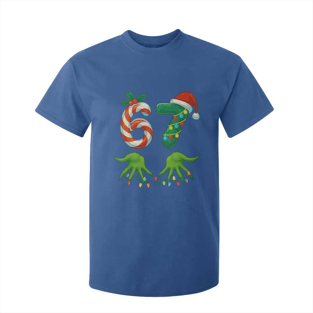 Funny Six Seven Christmas 67 Meme Gen Alpha Slang Elf Hands T Shirt For Kid TS11 Royal Blue Print Your Wear