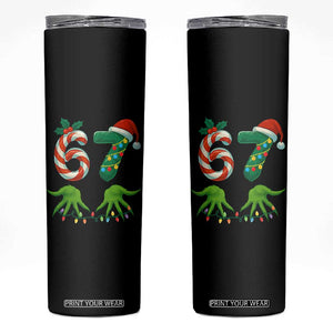 Funny Six Seven Christmas 67 Meme Gen Alpha Slang Elf Hands Skinny Tumbler TS11 Black Print Your Wear