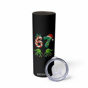 Funny Six Seven Christmas 67 Meme Gen Alpha Slang Elf Hands Skinny Tumbler TS11 Print Your Wear