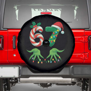 Funny Six Seven Christmas 67 Meme Gen Alpha Slang Elf Hands Spare Tire Cover TS11 Black Print Your Wear