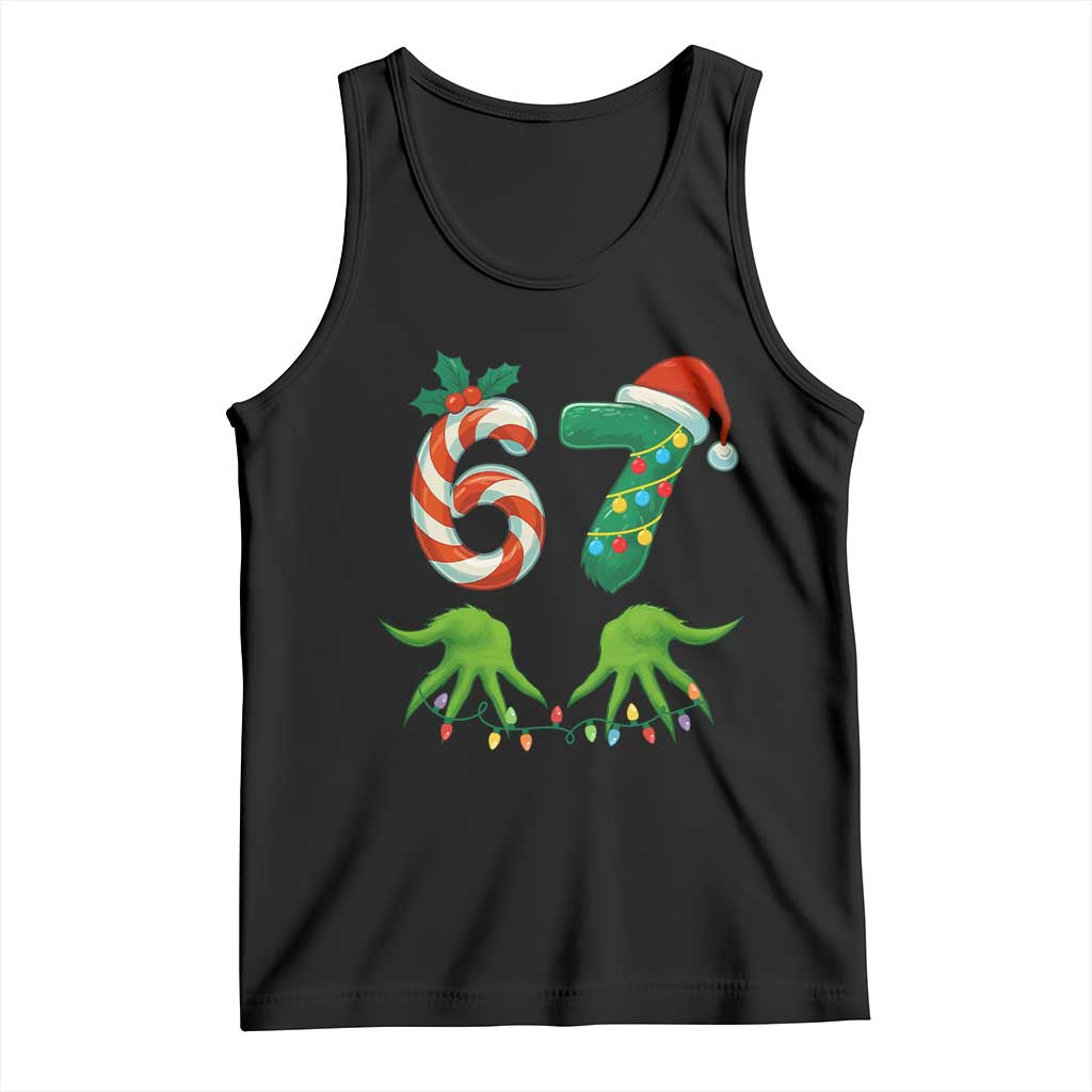 Funny Six Seven Christmas 67 Meme Gen Alpha Slang Elf Hands Tank Top TS11 Black Print Your Wear