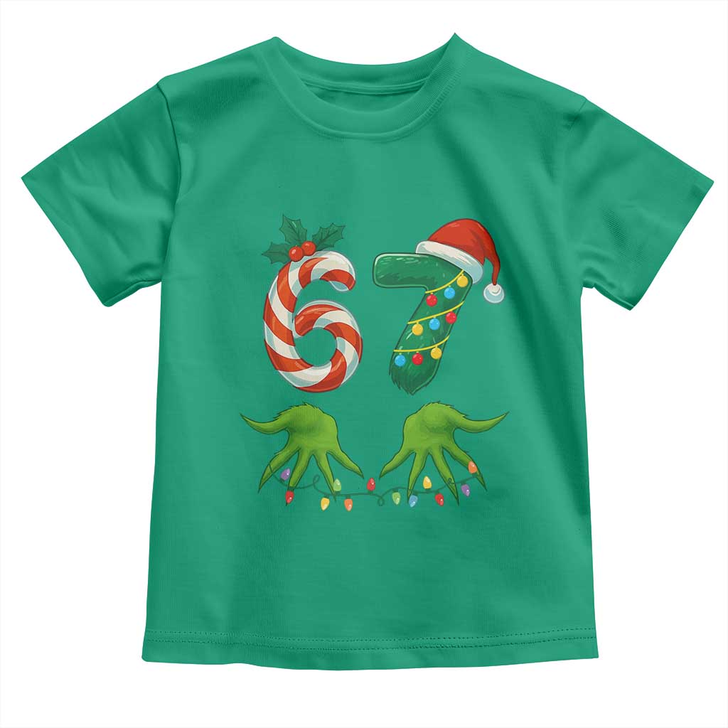 Funny Six Seven Christmas 67 Meme Gen Alpha Slang Elf Hands Toddler T Shirt TS11 Irish Green Print Your Wear