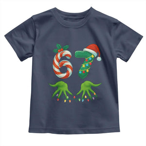 Funny Six Seven Christmas 67 Meme Gen Alpha Slang Elf Hands Toddler T Shirt TS11 Navy Print Your Wear
