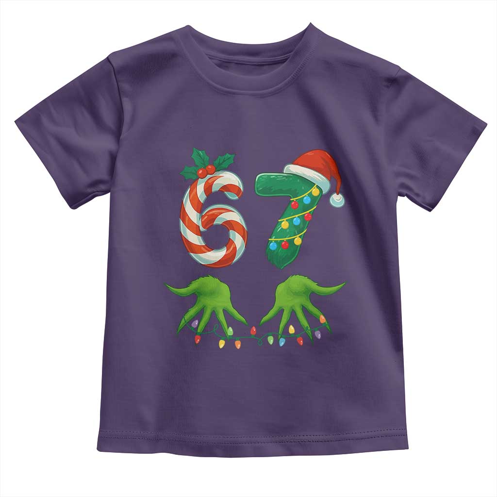 Funny Six Seven Christmas 67 Meme Gen Alpha Slang Elf Hands Toddler T Shirt TS11 Purple Print Your Wear