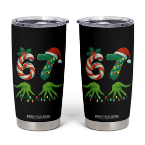 Funny Six Seven Christmas 67 Meme Gen Alpha Slang Elf Hands Tumbler Cup TS11 Black Print Your Wear