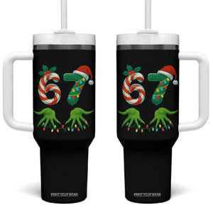 Funny Six Seven Christmas 67 Meme Gen Alpha Slang Elf Hands Tumbler With Handle TS11 One Size: 40 oz Black Print Your Wear