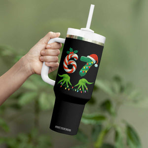 Funny Six Seven Christmas 67 Meme Gen Alpha Slang Elf Hands Tumbler With Handle TS11 Print Your Wear