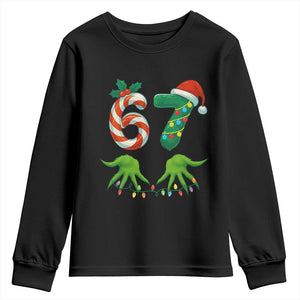 Funny Six Seven Christmas 67 Meme Gen Alpha Slang Elf Hands Youth Sweatshirt TS11 Black Print Your Wear