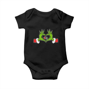 Funny Six Seven Christmas 67 Meme Gen Alpha Elf Heart Hands Baby Onesie TS11 Black Print Your Wear