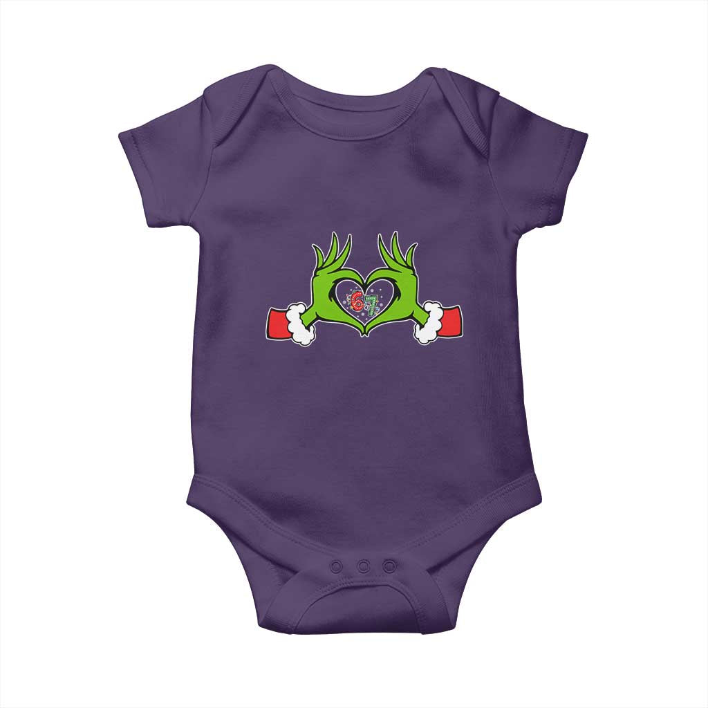 Funny Six Seven Christmas 67 Meme Gen Alpha Elf Heart Hands Baby Onesie TS11 Purple Print Your Wear